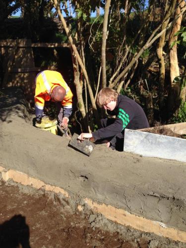 Building the sandbag retaining wall in Dragonfly Valley